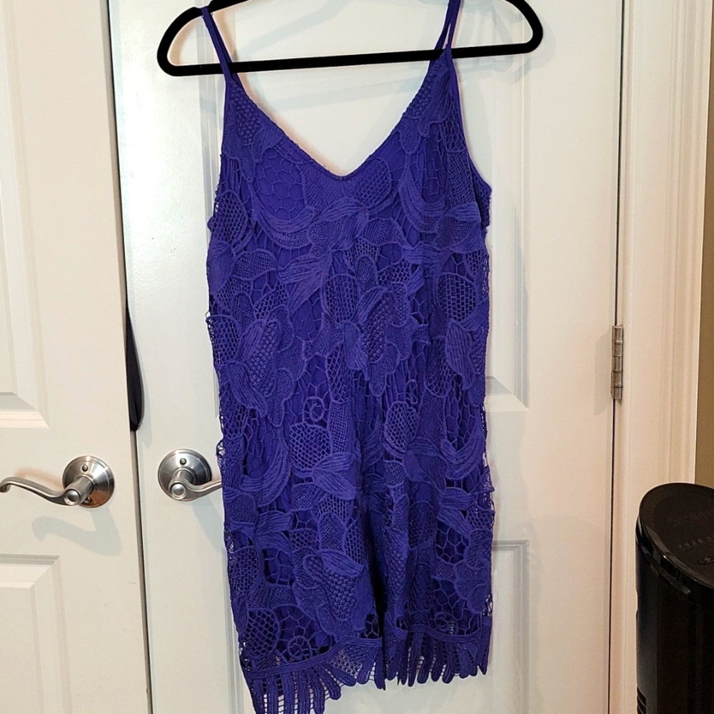 Bluish-purple Express lace mini dress